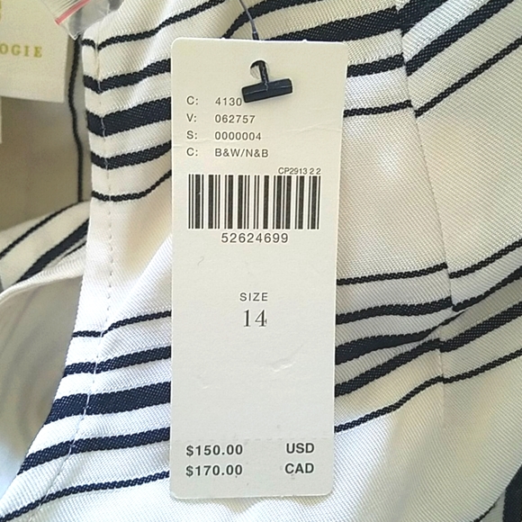 🎉HP🎉NWT Anthropologie White/black pinstripe dress. Size 14. - Picture 4 of 4